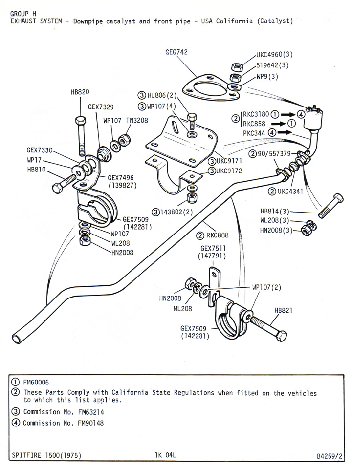 Exhaust System - Downpipe Catalyst and Front Pipe - USA California ...